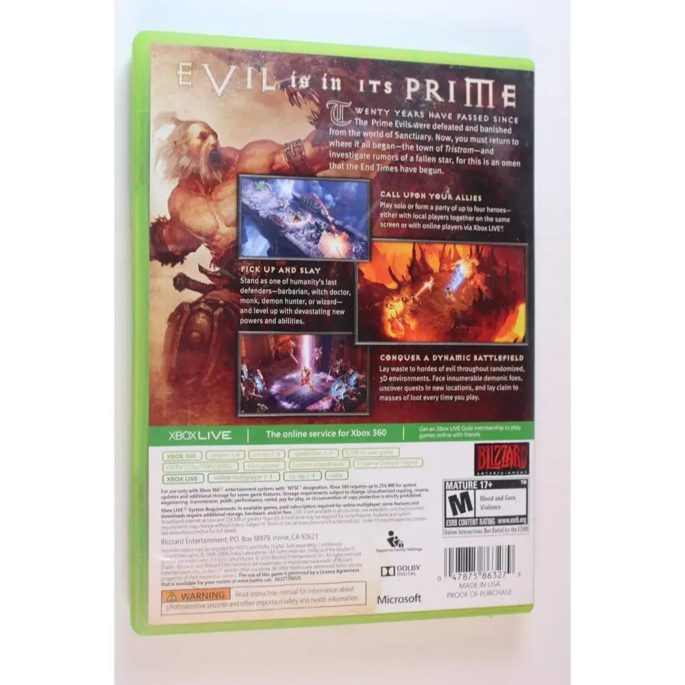 Diablo 3 III (Microsoft Xbox 360) Authentic, Tested/works